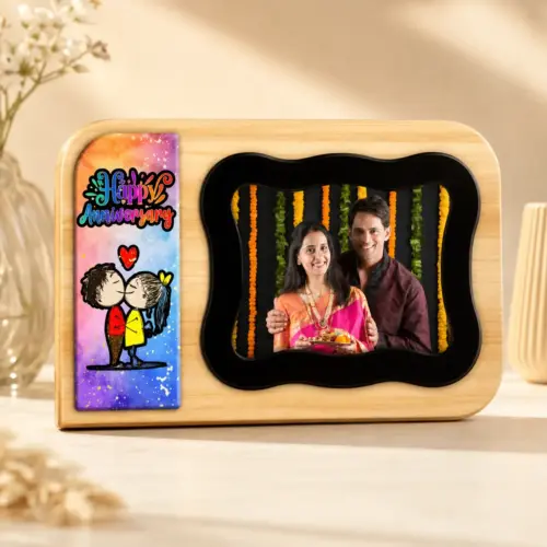 Personalized Anniversary Wishes Gold Foil Tile Frame