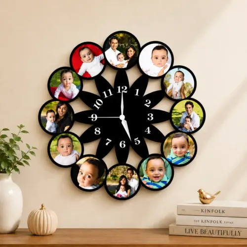 Personalized Baby Petals Design Photo Wall Clock