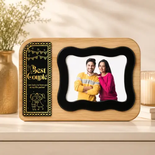 Personalized Best Couple Black & Gold Gold Foil Tile Frame
