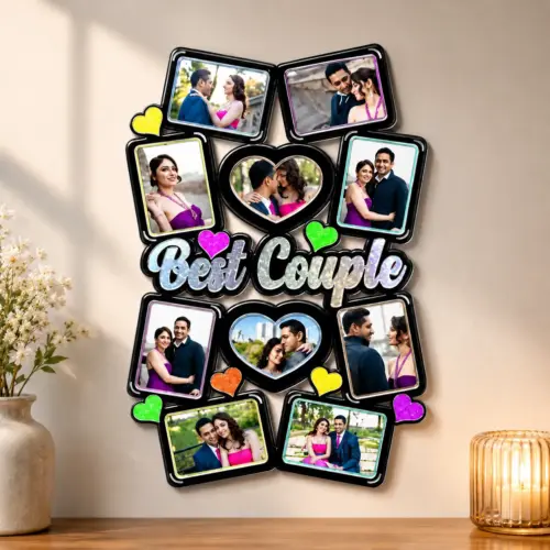 Personalized Best Couple Silver Effect Collage Wall Frame