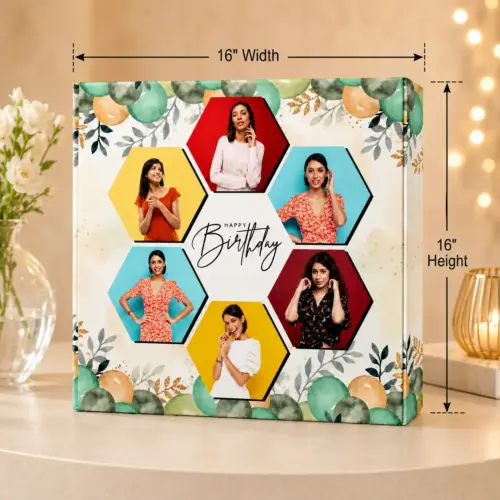 Personalized Birthday Hexagon Collage Box Photo Frame