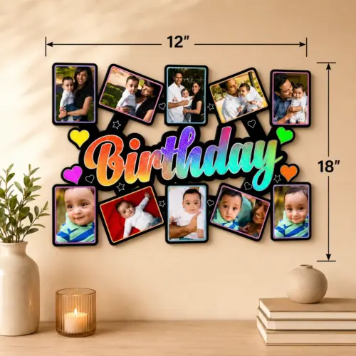 Personalized Birthday Silver Effect Collage Wall Frame