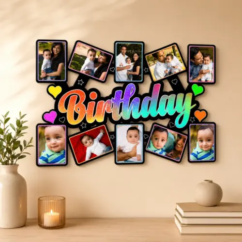 Personalized Birthday Silver Effect Collage Wall Frame