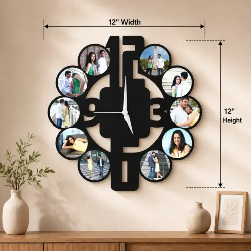 Personalized Bold Numbers Design Photo Wall Clock