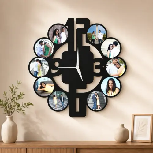 Personalized Bold Numbers Design Photo Wall Clock