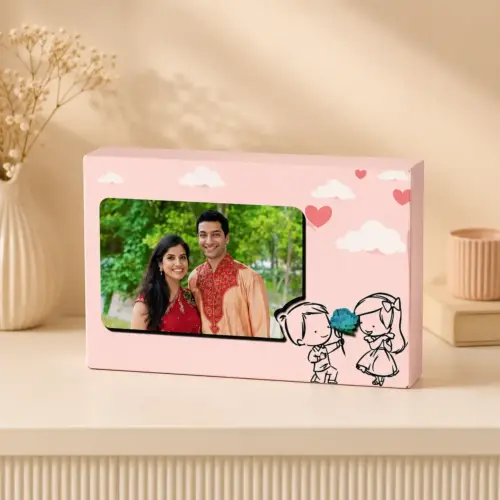 Personalized Cartoon Couple Design Box Photo Frame