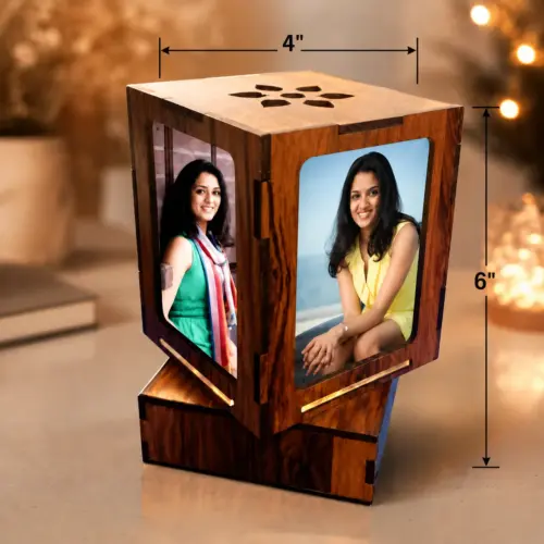 Personalized Compact Cube Design Rotating Photo Night Lamp