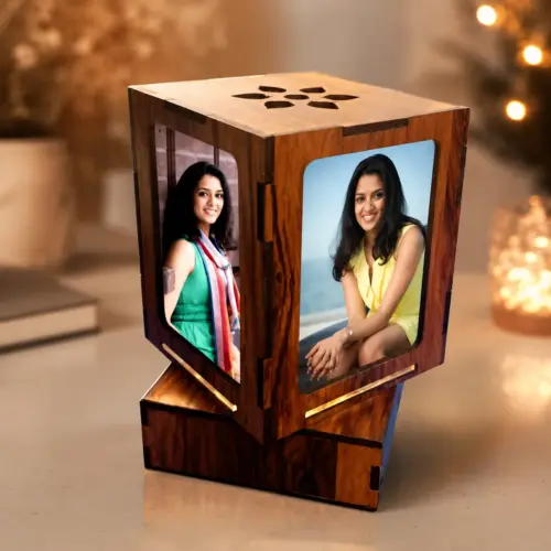 Personalized Compact Cube Design Rotating Photo Night Lamp