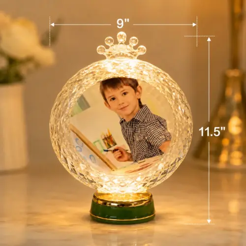 Personalized Crystal Round Crystal LED Photo Lamp