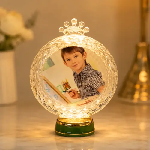 Personalized Crystal Round Crystal LED Photo Lamp