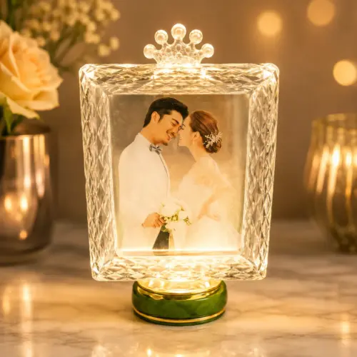 Personalized Crystal Square Crystal LED Photo Lamp