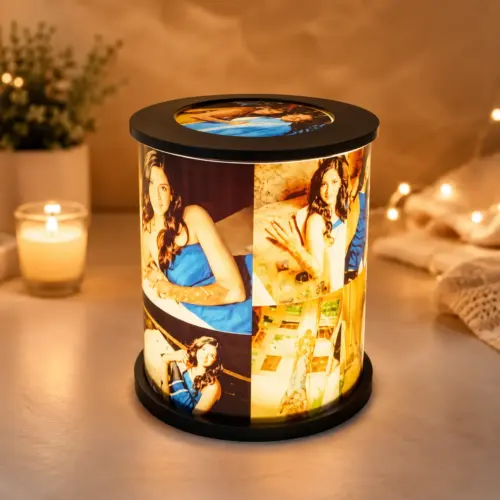 Personalized Cylinder Wrap Photo Night Lamp