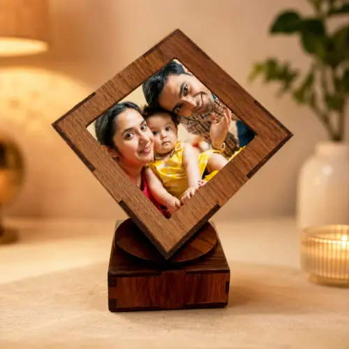 Personalized Diamond Design Rotating Photo Night Lamp