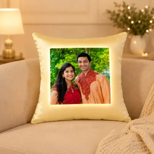 Personalized Glow Satin LED Satin Photo Cushion