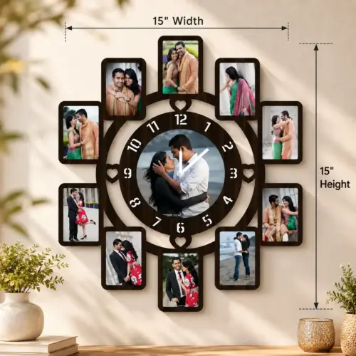 Personalized Grand Collage — 11 Photos Photo Wall Clock