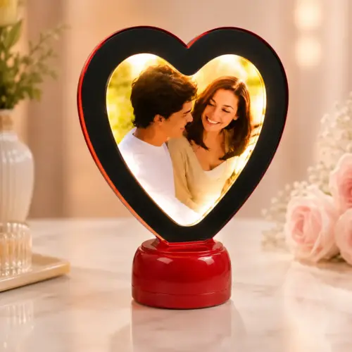 Personalized Heart Red Shape Magic Mirror Photo Frame