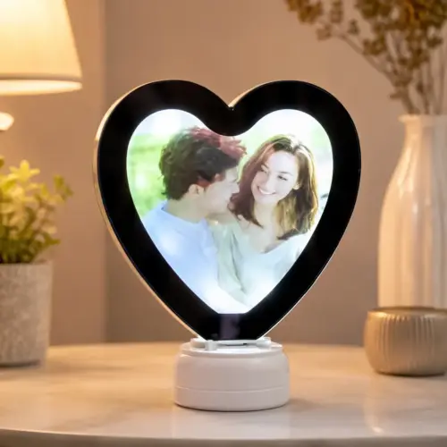 Personalized Heart White Shape Magic Mirror Photo Frame
