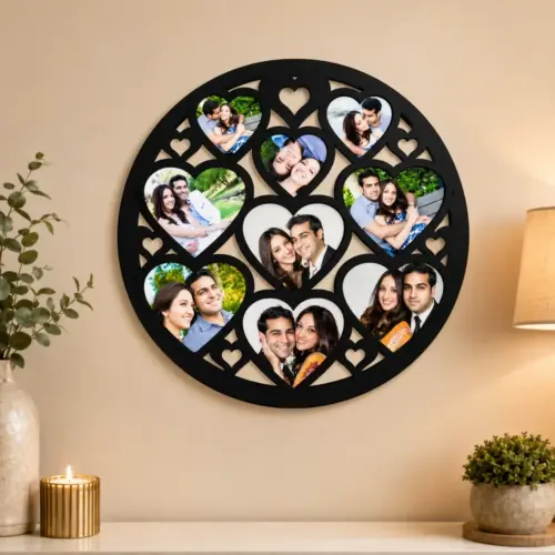 Personalized Hearts Circle Design Collage Wall Frame