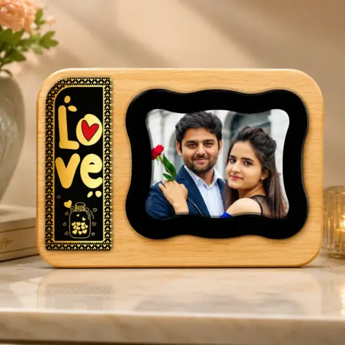 Personalized Love Black & Gold Gold Foil Tile Frame