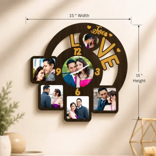 Personalized Love Circle — 6 Photos Photo Wall Clock