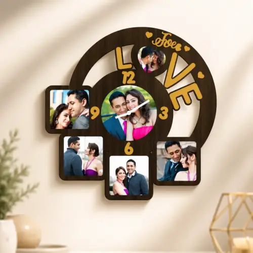 Personalized Love Circle — 6 Photos Photo Wall Clock