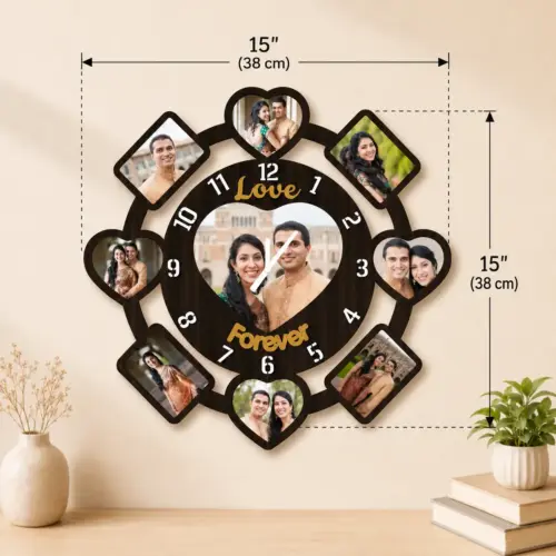 Personalized Love Forever — 9 Photos Photo Wall Clock