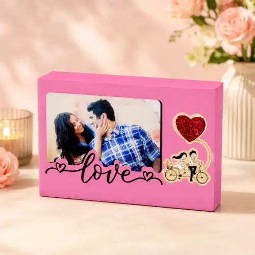 Personalized Love Pink Design Box Photo Frame