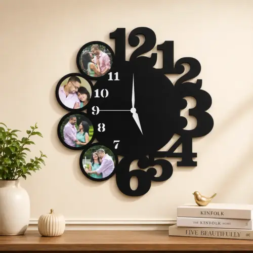Personalized Number Stack Design Photo Wall Clock