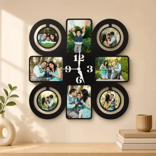 Personalized Square Collage Design Photo Wall Clock