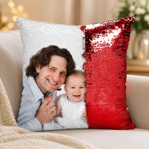 Personalized Square Colour-Flip Sequins Magic Sequin Photo Cushion