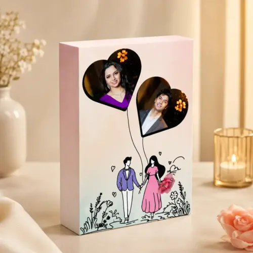 Personalized Twin Hearts Design Box Photo Frame