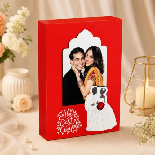 Personalized Wedding Red Design Box Photo Frame