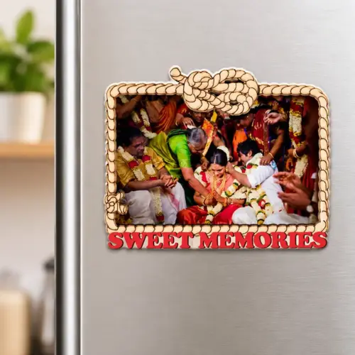 Personalized Rope Frame Wood Photo Fridge Magnet for Friends